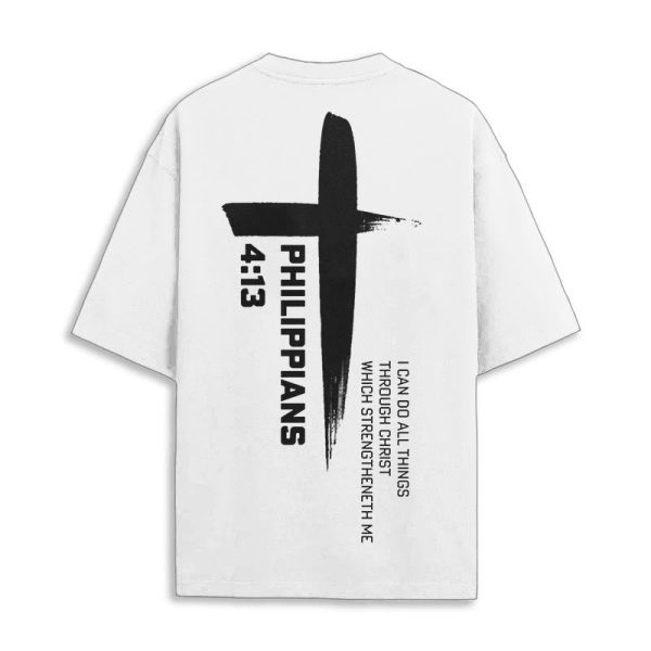 Christianartworkshop Philippians 4:13 Strength Cross T-Shirt