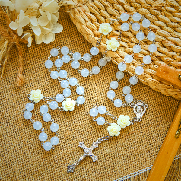 Luminous Beads with Flower Rose Glow-in-dark Divine Grace Rosary