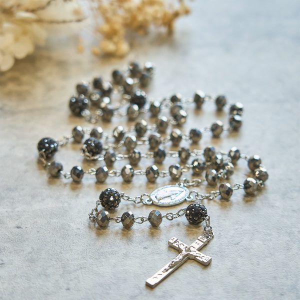 Colorful Shiny Black Crystal Radiant Faith Rosary: A Spiritual and Aesthetic Delight