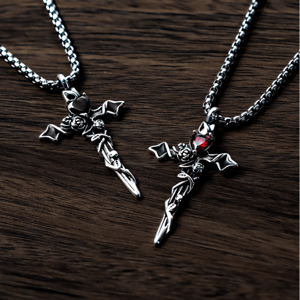 Christianartworkshop 999 Sterling Silver 2colors Thorn Rose Crucifix Necklace: A Fusion of Gothic Elegance and Dark Romance