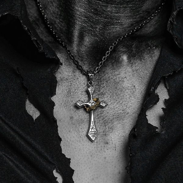 925 Sterling Silver Modern & Minimalist Crucifix Necklace: A Symbol of Dark Talisman