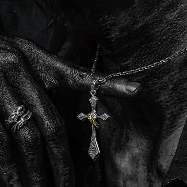 925 Sterling Silver Modern & Minimalist Crucifix Necklace: A Symbol of Dark Talisman
