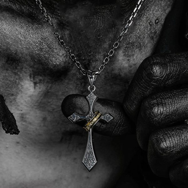 925 Sterling Silver Modern & Minimalist Crucifix Necklace: A Symbol of Dark Talisman