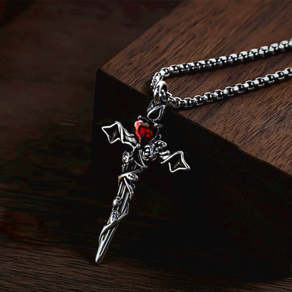 999 Sterling Silver 2colors Thorn Rose Crucifix Necklace: A Fusion of Gothic Elegance and Dark Romance