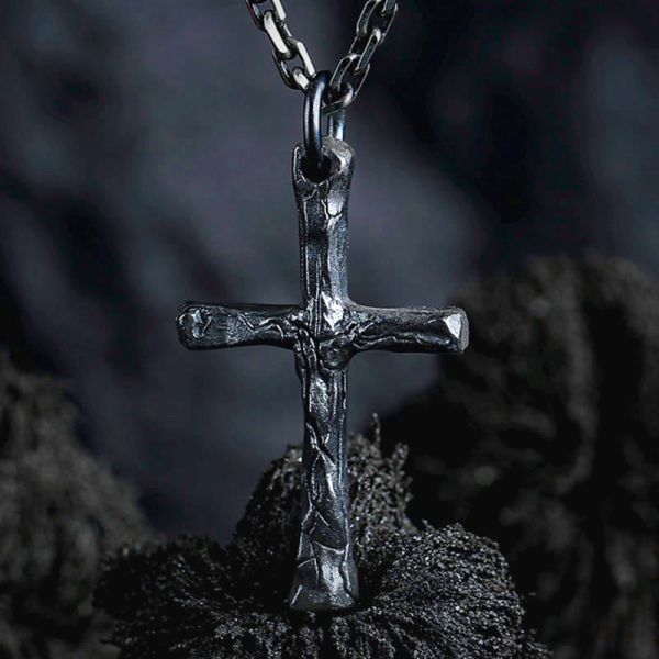 925 Sterling Silver Dark Style Cross Necklace: A Symbol of Faith