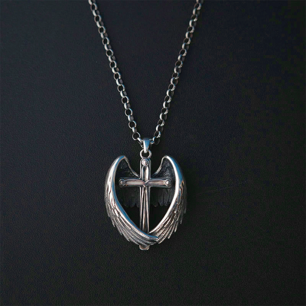 925 Sterling Silver Angel Wings Cross Necklace: Embodying Faith and Celestial Grace