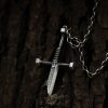 999 Sterling Silver Broken Sword Cross Necklace: A Bold Statement of Resilience and Style