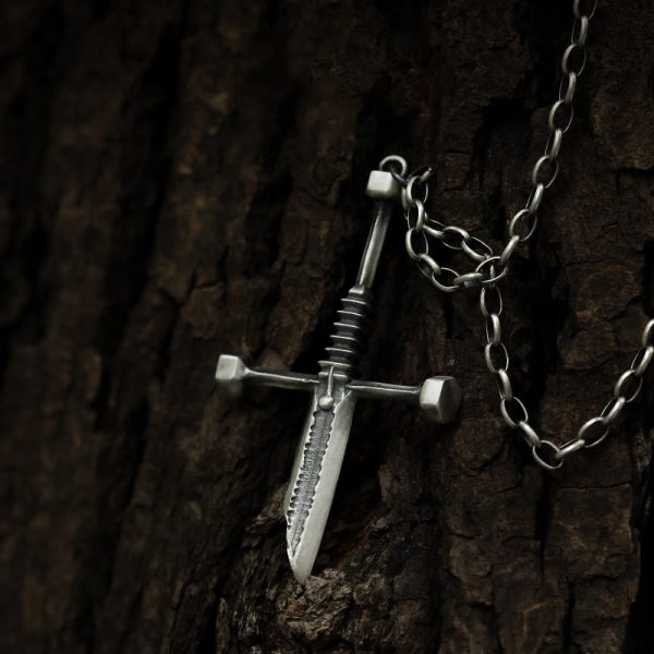 999 Sterling Silver Broken Sword Cross Necklace: A Bold Statement of Resilience and Style