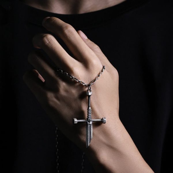 999 Sterling Silver Broken Sword Cross Necklace: A Bold Statement of Resilience and Style