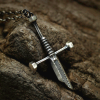 999 Sterling Silver Broken Sword Cross Necklace: A Bold Statement of Resilience and Style