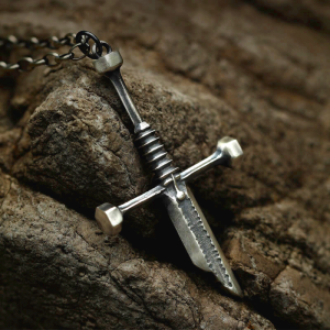 999 Sterling Silver Broken Sword Cross Necklace: A Bold Statement of Resilience and Style