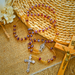 Handmade Crucifix Purple Crystal & Glass Our Lady Beads Divine Grace Rosary