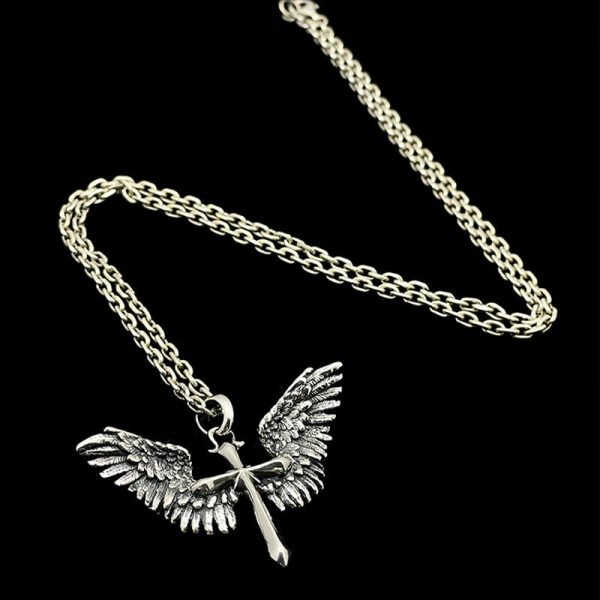 925 Sterling Silver Vintage & Classic Cross Wings Necklace: A Blend of Retro Charm and Divine Grace
