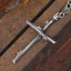 925 Sterling Silver Modern & Minimalist  Cross Necklace: A Tribute to Raw Faith