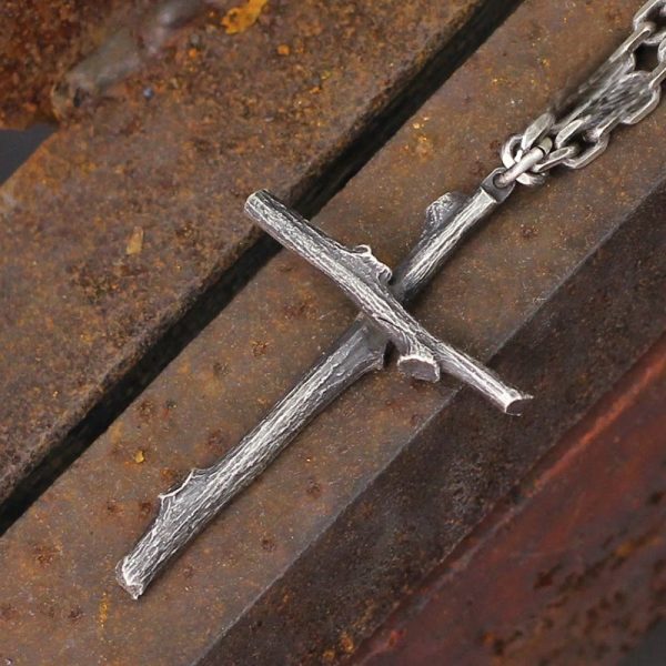 925 Sterling Silver Modern & Minimalist  Cross Necklace: A Tribute to Raw Faith