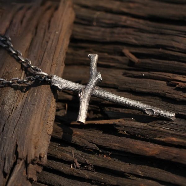 925 Sterling Silver Modern & Minimalist  Cross Necklace: A Tribute to Raw Faith