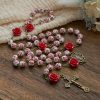 PRAYERFUL FAITH:Handmade Rose Cinnabar Beads Rosary with Gift Card