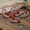 PRAYERFUL FAITH:Handmade Rose Cinnabar Beads Rosary with Gift Card