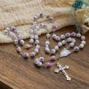 PRAYERFUL FAITH: Handmade Purple Flower Beads Rosary with Gift Card
