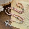 PRAYERFUL FAITH:Handmade Pink Round Beads Rosary with Gift Card