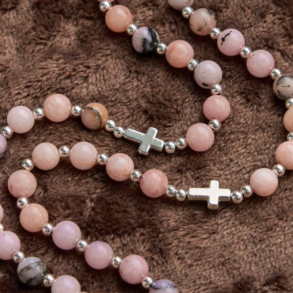 Christianartworkshop Handmade Rosary with Pink Round Beads & Crucifix – A Floral Tribute to the Sacred Heart