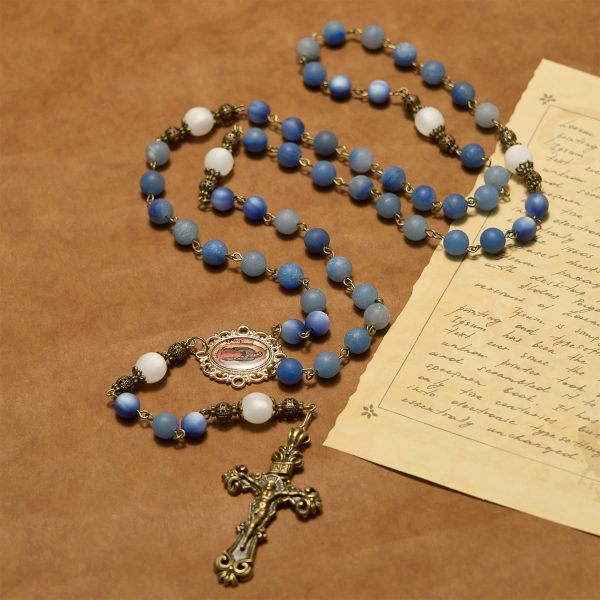PRAYERFUL FAITH: Handmade Rosary with Natural Blue Aventurine Beads