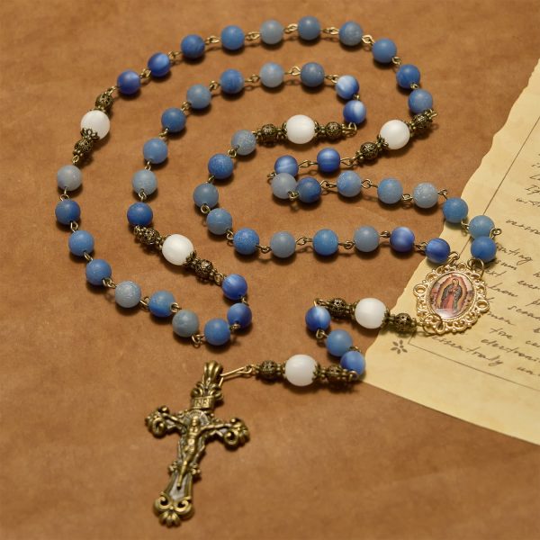 PRAYERFUL FAITH: Handmade Rosary with Natural Blue Aventurine Beads