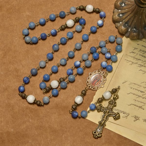PRAYERFUL FAITH: Handmade Rosary with Natural Blue Aventurine Beads
