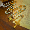 Handmade Sunflower-Inspired Rosary: A Divine Creation with Yellow Floral Beads