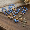 Handmade Floral Rosary with Blue Rose Beads & Lily of Valley: A Peaceful Companion
