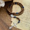 PRAYERFUL FAITH: Handmade Gold sandalwood Rosary with Our Lady of Guadalupe