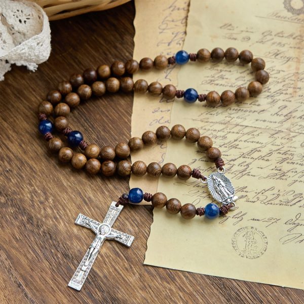 PRAYERFUL FAITH: Handmade Gold sandalwood Rosary with Our Lady of Guadalupe