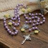 PRAYERFUL FAITH: Handmade Purple Pearl & Flower Divine Mercy Rosary with Gift Card
