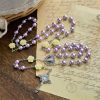PRAYERFUL FAITH: Handmade Purple Pearl & Flower Divine Mercy Rosary with Gift Card