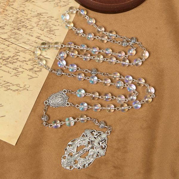 Christianartworkshop Handmade Multicolored Refraction Glass Bead Rosary: Connecting with Faith