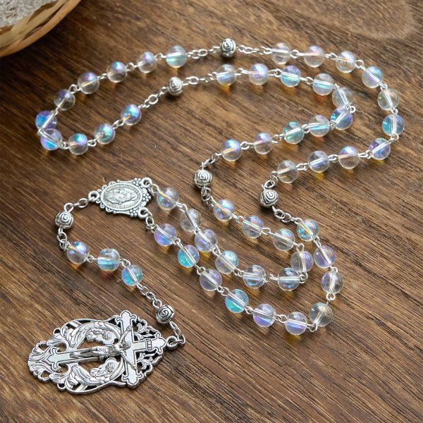 Christianartworkshop Handmade Multicolored Refraction Glass Bead Rosary: Connecting with Faith