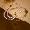 Handmade Violet - Inspired Rosary: A Heavenly Craft with Purple Floral Porcelain Beads