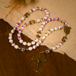 Handmade Violet - Inspired Rosary: A Heavenly Craft with Purple Floral Porcelain Beads