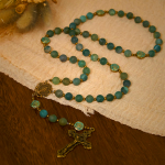 Green Agate Prayer Rosary with Bronze Rose Accents: A Sacred Journey of Healing and Faith