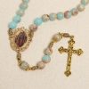 Christianartworkshop Aqua Stone Prayer Rosary with Gold Accents: A Divine Source of Peace and Devotion