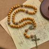 Christianartworkshop Holy Family & Crucifix of 10mm Olive Wood Bead Handmade Rosary for Holy Prayer