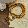 Christianartworkshop Holy Family & Crucifix of 10mm Olive Wood Bead Handmade Rosary for Holy Prayer
