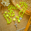 Spring Light Yellow Bead Rosary with Rose Accents: Mary's Blessing in Every Prayer