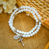6mm White Bead Miraculous Medal & Crucifix Rosary Bracelet: A Symbol of Faith