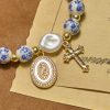 Christianartworkshop Our Lady Medal & Cross Floral-Inspired Bracelet: Faith Meets Style
