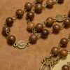 Miraculous Medal & Crucifix St. Benedict Medal 8mm Wooden Beads Rosary