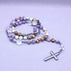 Christianartworkshop 8mm Natural Amethyst Tiger Eye Stone Agate Cross Rosary