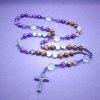 8mm Natural Amethyst Tiger Eye Stone Agate Cross Rosary