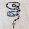 8mm Blue Aventurine Alabaster Beads Cross Rosary