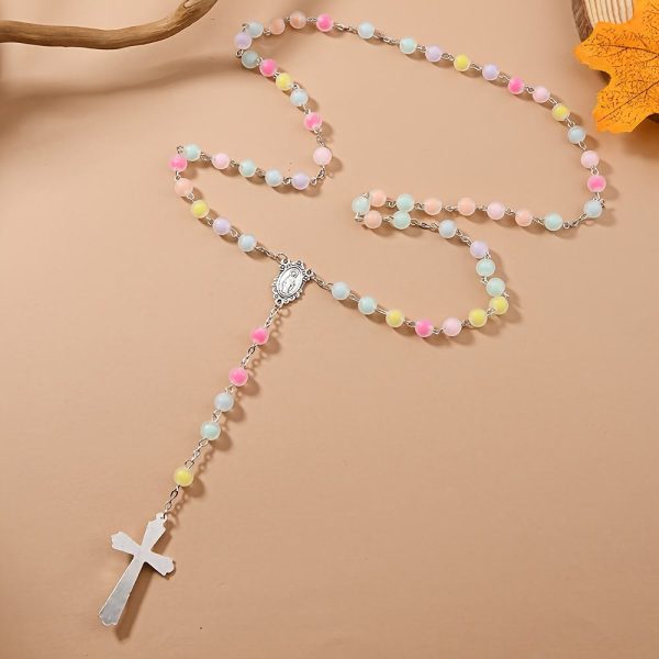 Christianartworkshop Frosted Colored Beads Miraculous Medal Crucifix Rosary